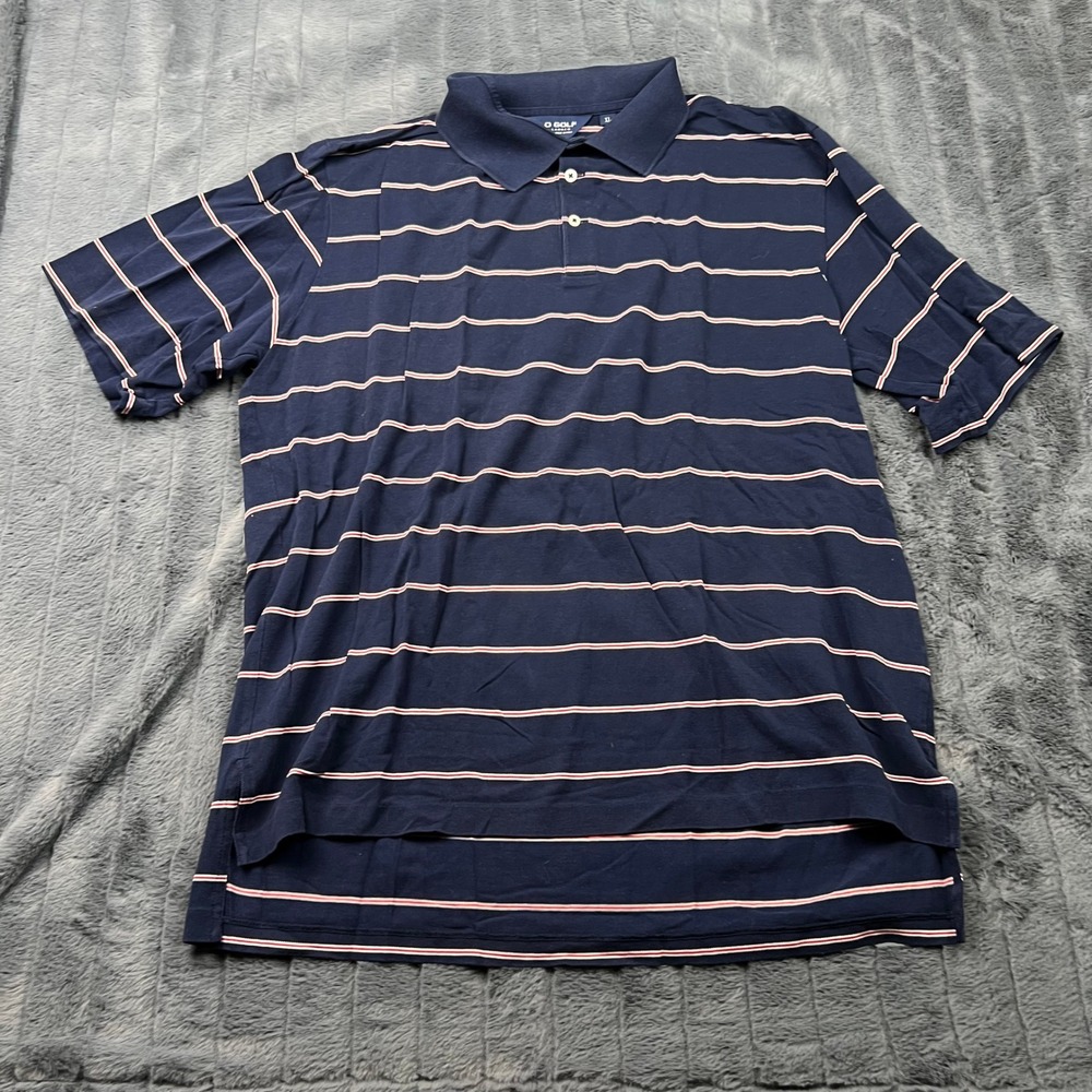 Polo Golf Ralph Lauren Mens XL Navy Blue Striped Pima Cotton Short Sleeve Polo